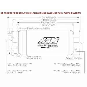 AEM 400LPH INLINE HIGH FLOW FUEL PUMP