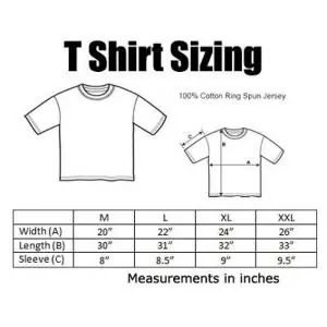 T-Shirt size table