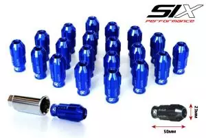SIX-Performance Racing Lug Nuts Set Blue Anti Theft