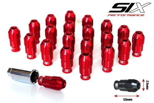 SIX-Performance Racing Lug Nuts Set Red Anti Theft SIX-Performance Racing Lug Nuts Set Red Anti Theft